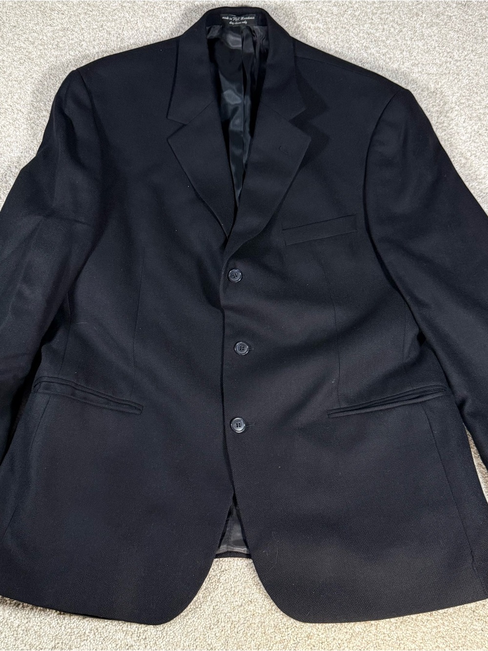 Vintage Andrew Fezza Blazer Jacket Mens 44R Black 100% Lambswool